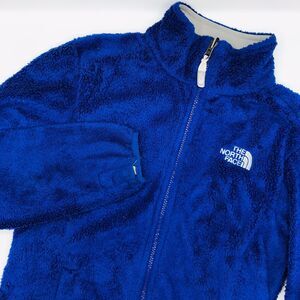 North Face Osito Full Zip Jacket Fleece Fuzzy Pockets Blue Womens SP Petite